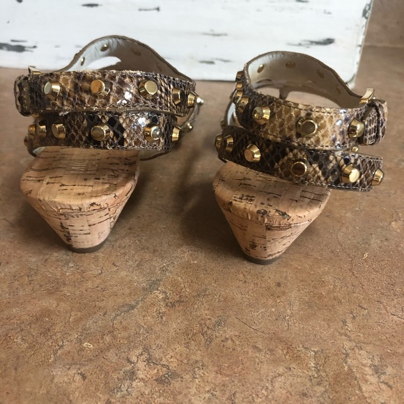 Michael Kors Embossed Leather Brown Jolie Sandals - Picture 5 of 8